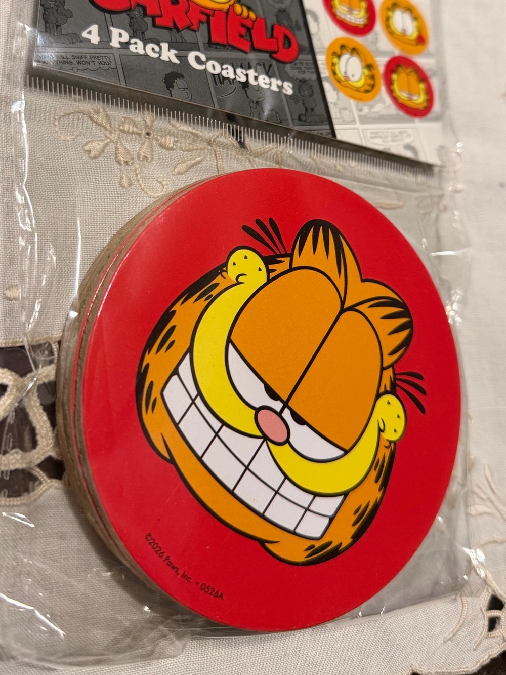 Nickelodeon Garfield Red Round Coaster 4-Pack